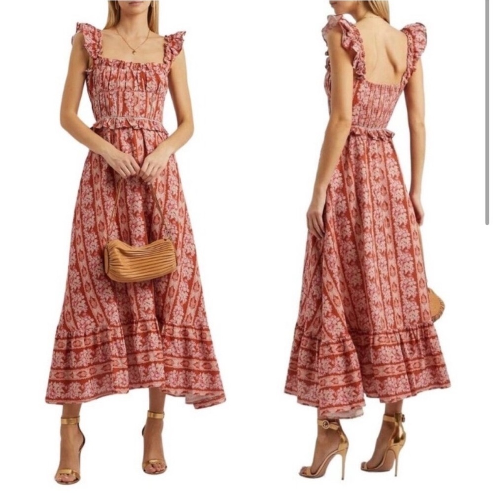 House of Harlow 1960 Helena Floral Prairie Maxi Dress Linen Blend Size XS